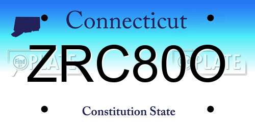 ZRC80O Connecticut License Plate