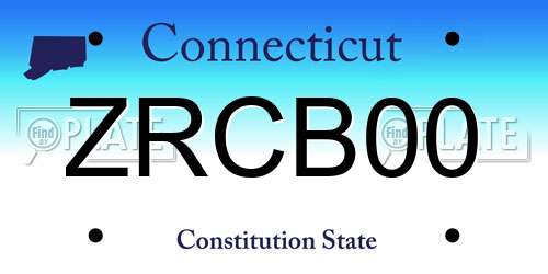 ZRCB00 Connecticut License Plate