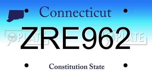 ZRE962 Connecticut License Plate