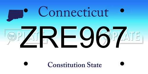 ZRE967 Connecticut License Plate