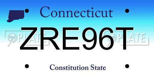 ZRE96T Connecticut License Plate