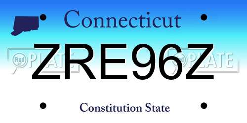 ZRE96Z Connecticut License Plate