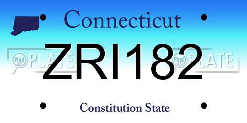 ZRI182 Connecticut License Plate
