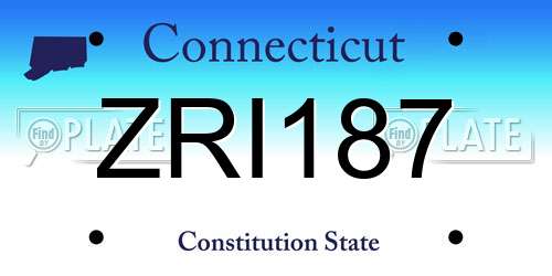 ZRI187 Connecticut License Plate