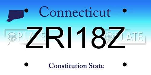 ZRI18Z Connecticut License Plate