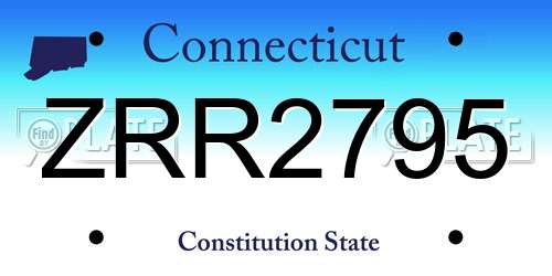 ZRR2795 Connecticut License Plate