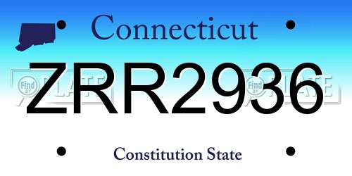 ZRR2936 Connecticut License Plate