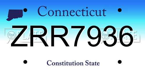 ZRR7936 Connecticut License Plate