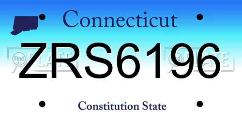 ZRS6196 Connecticut License Plate