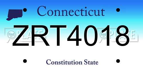 ZRT4018 Connecticut License Plate