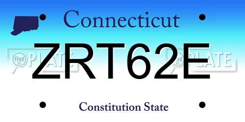 ZRT62E Connecticut License Plate