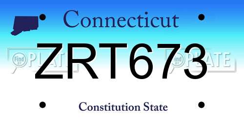 ZRT673 Connecticut License Plate