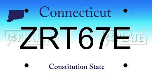 ZRT67E Connecticut License Plate