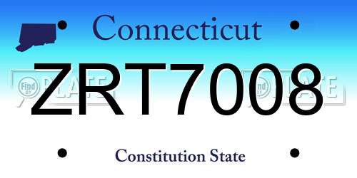 ZRT7008 Connecticut License Plate