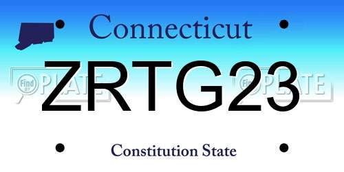 ZRTG23 Connecticut License Plate