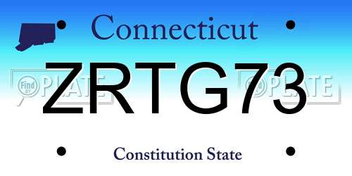 ZRTG73 Connecticut License Plate