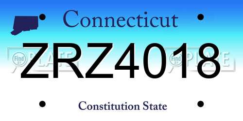 ZRZ4018 Connecticut License Plate
