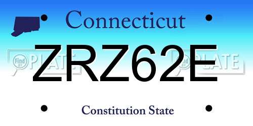 ZRZ62E Connecticut License Plate