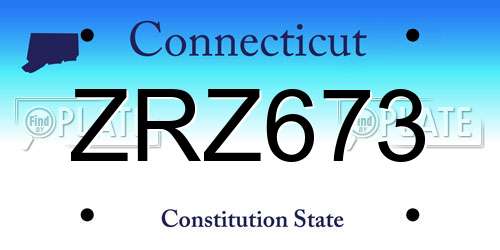 ZRZ673 Connecticut License Plate