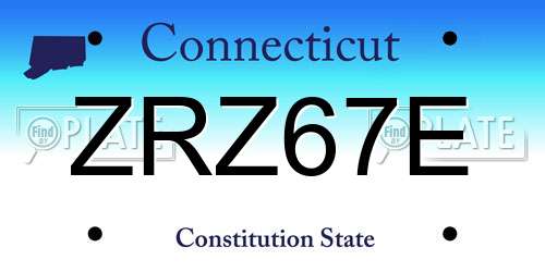 ZRZ67E Connecticut License Plate