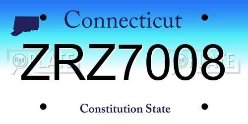 ZRZ7008 Connecticut License Plate