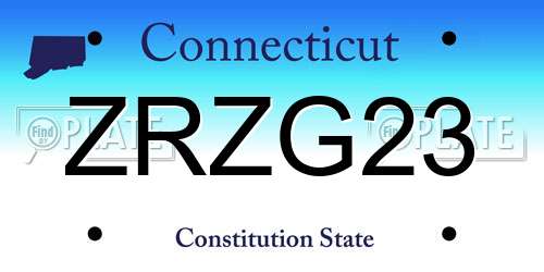 ZRZG23 Connecticut License Plate