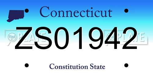ZS01942 Connecticut License Plate