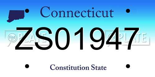 ZS01947 Connecticut License Plate