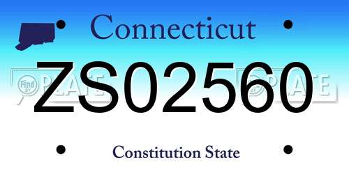 ZS02560 Connecticut License Plate