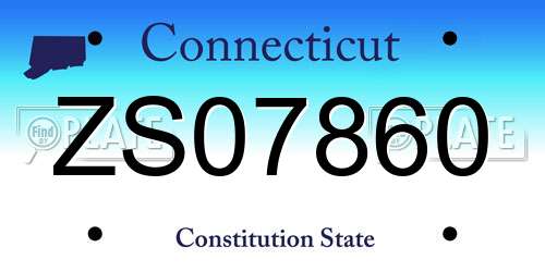 ZS07860 Connecticut License Plate
