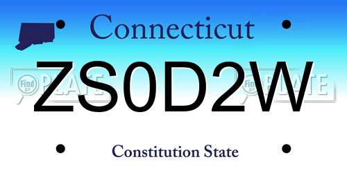 ZS0D2W Connecticut License Plate