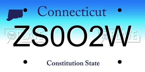 ZS0O2W Connecticut License Plate