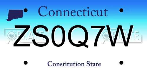 ZS0Q7W Connecticut License Plate