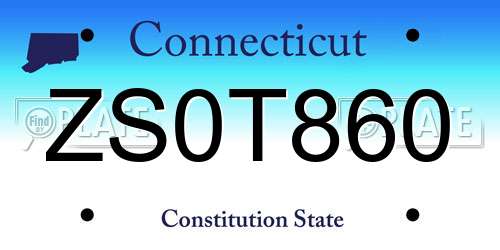 ZS0T860 Connecticut License Plate