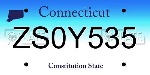 ZS0Y535 Connecticut License Plate