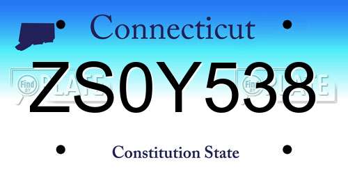 ZS0Y538 Connecticut License Plate