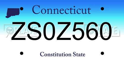 ZS0Z560 Connecticut License Plate