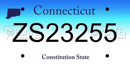 ZS23255 Connecticut License Plate
