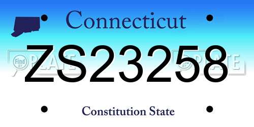 ZS23258 Connecticut License Plate