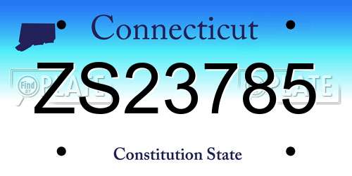ZS23785 Connecticut License Plate