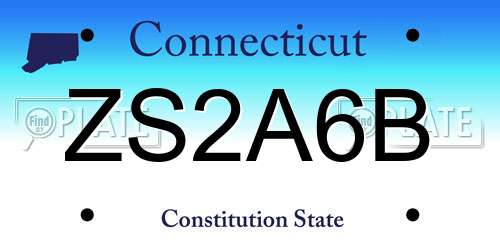 ZS2A6B Connecticut License Plate