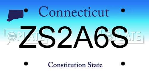 ZS2A6S Connecticut License Plate