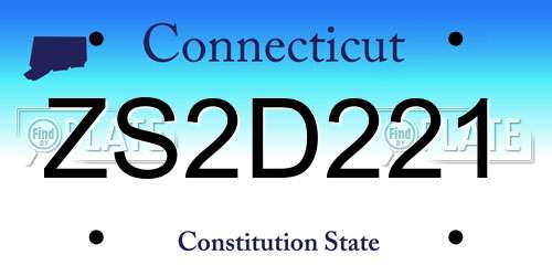 ZS2D221 Connecticut License Plate