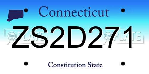 ZS2D271 Connecticut License Plate