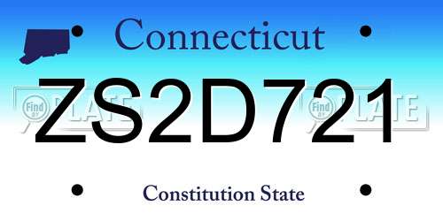 ZS2D721 Connecticut License Plate