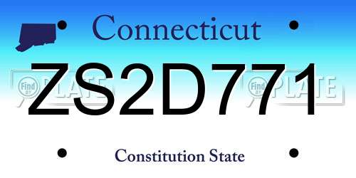 ZS2D771 Connecticut License Plate