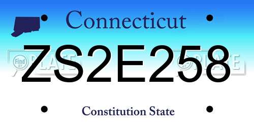 ZS2E258 Connecticut License Plate