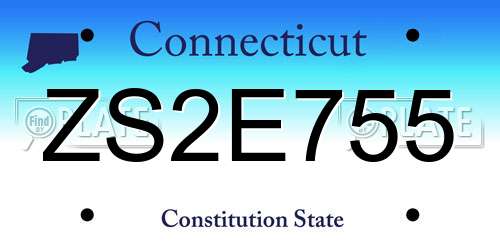 ZS2E755 Connecticut License Plate