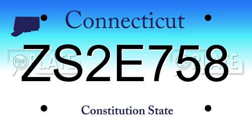ZS2E758 Connecticut License Plate