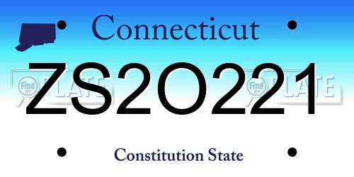 ZS2O221 Connecticut License Plate